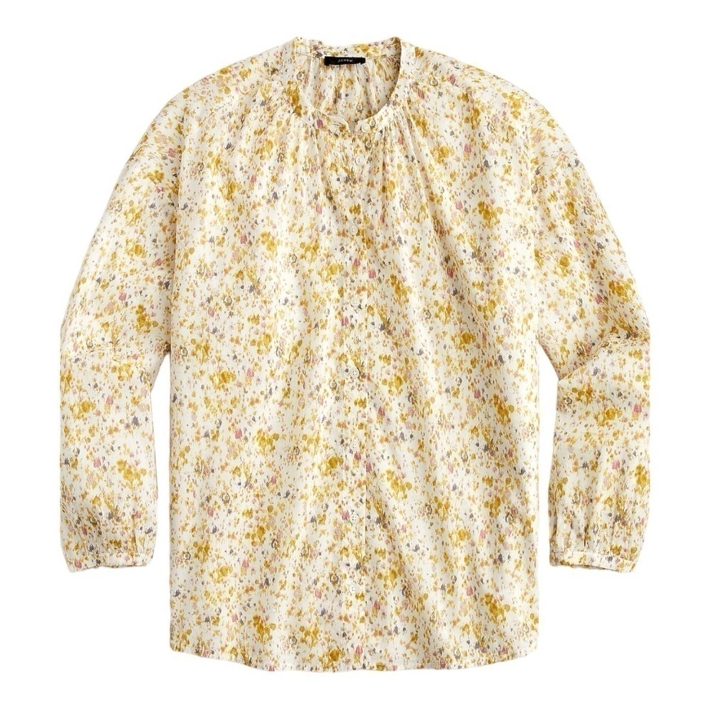J Crew Cotton-voile Button Front Top in Soft Posies